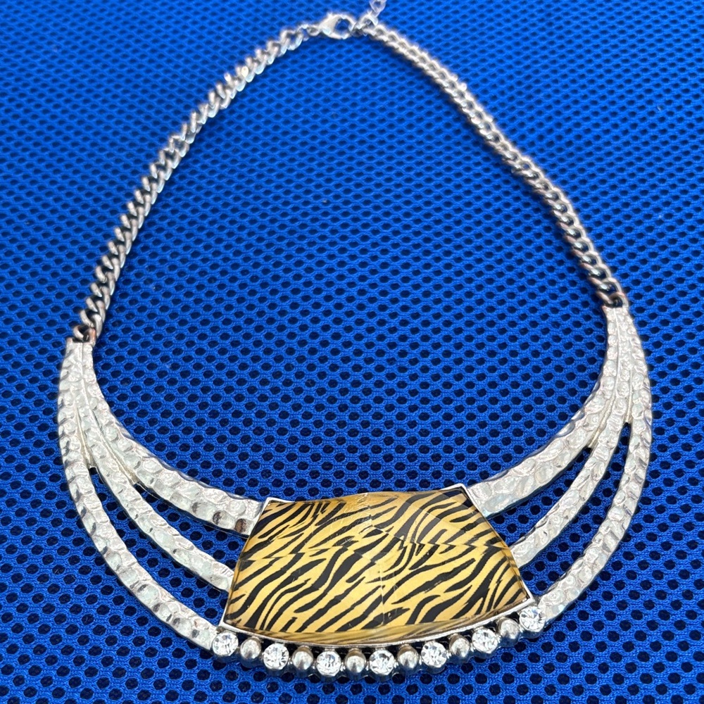 Silver and Gold Zebra Pattern Necklace